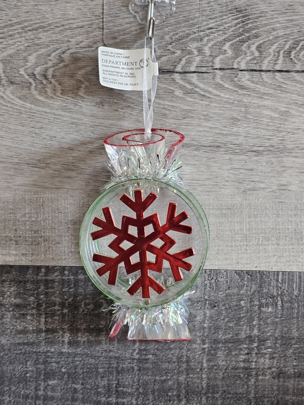 Rare Dept 56 Glitter Clear Candy Containers Ornament Hinged 5" Christmas 72a1